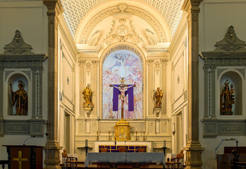 Fototapeta na wymiar interior of saint cathedral city, Lagos, Portugal, Algarve, February 2024