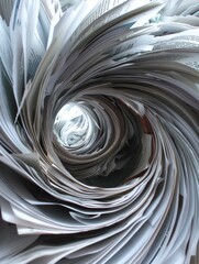 Paper storm, pages and books swirling in a whirlwind of stories