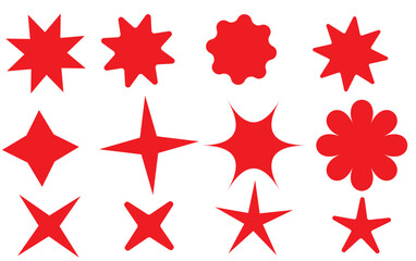 Obraz premium Set of vector starburst, sunburst badges. Nine different color. Simple flat style Vintage labels. Design elements. Colored stickers. A collection of different types and colors icon. eps 10