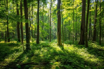 Fototapeta na wymiar Lush Green Forest Canopy Bathed in Sunlight
