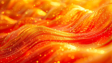 Golden waves, rolling forward, abstract design, particle effect - obrazy, fototapety, plakaty