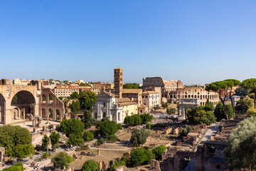 Roman Forum and Coliseum - obrazy, fototapety, plakaty