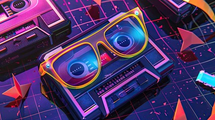 Nostalgic 80s pop culture graphics