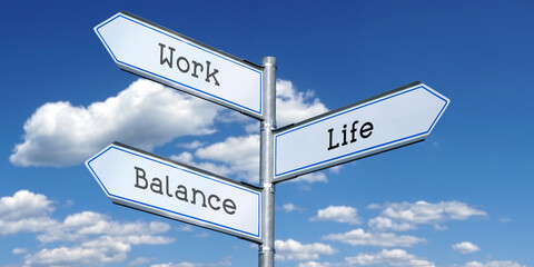 Work, life, balance - metal signpost with three arrows