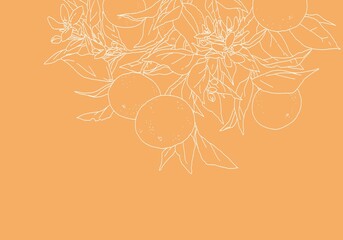 枝付きオレンジのシンプルなカラーのデザイン