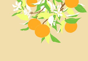 枝付きオレンジのシンプルなカラーのデザイン
