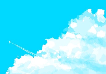爽やかな空に浮かぶ飛行機雲