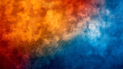 Colourful grunge grainy outer space nebula background gradient, blue, orange, red and black noise...