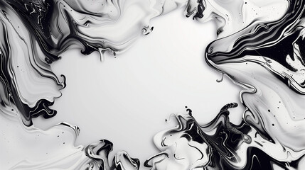 Fluid abstract black and white background with space for text