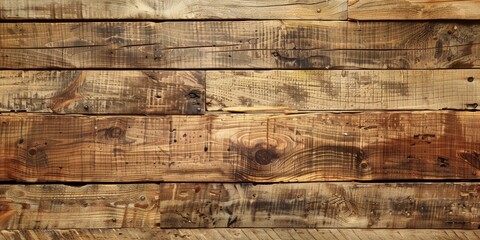 A wooden background with a few splinters and a few holes. The wood is old and worn, giving the image a rustic and natural feel - obrazy, fototapety, plakaty