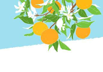 枝付きオレンジのシンプルなカラーのデザイン