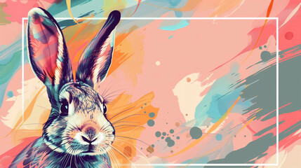 Colorful abstract background with cute bunny