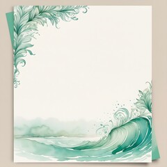 Design-Vorlage - Aquarell-Stil - Urlaubsstrand - Meergrün & Sepia