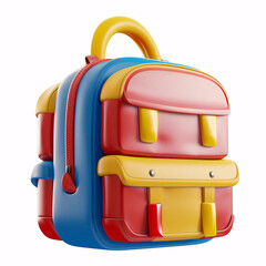 Fototapeta premium Cartoon schoolbag model 3D rendering, illustration of schoolbag elements for Teachers' Day and Children's Day