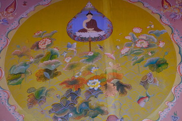 painting on canvas background,buddha statue,thai temple, temple, thai buddha