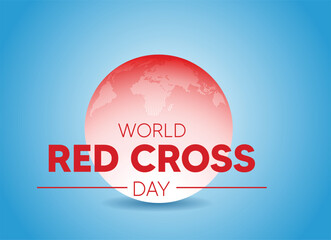 World red cross day 3D globe with dotted world map vector poster