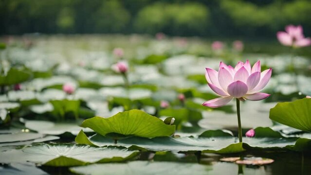 Serenity in Bloom: A Lotus Floating in a Pond