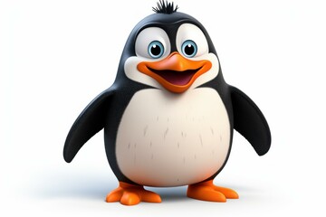 Obraz premium Playful Penguin cartoon character. Wildlife fun animal adorable bird. Generate Ai