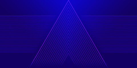  abstract background lines and triangle overlapping with dark blue gradient. Technology style digital background and copy space or empty 