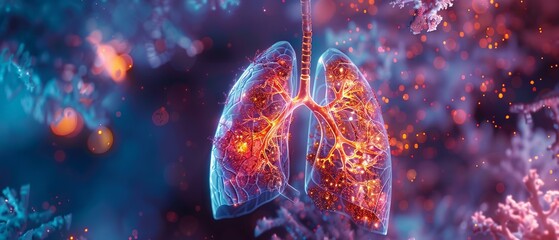 Lung anatomy under siege by embolism depicted in vivid m - obrazy, fototapety, plakaty