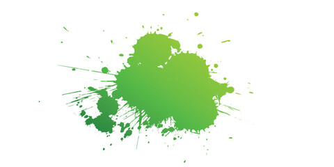 Ink drops and splashes. Blotter spots, liquid paint drip drop splash and ink splatter. green gradient color