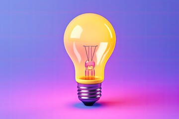 3D light bulb icon isolated on bright studio background