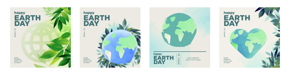 Earth day illustration set. Vector concepts for graphic and web design, business presentation, marketing and print material, social media. - obrazy, fototapety, plakaty