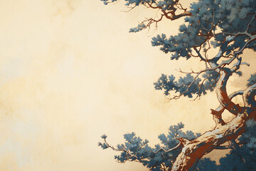 Beautiful mountains, rivers, cliffs and pine trees, Chinese style ink painting, ancient style...