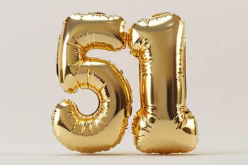 51 balloon number 3D rendering, Labor Day holiday number 3D concept illustration