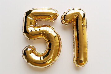 51 balloon number 3D rendering, Labor Day holiday number 3D concept illustration