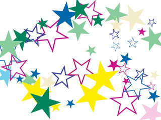 Object fountain organized from random sparcle star pictographs as fireworks.