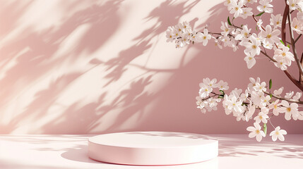 3D product podium; abstract modern 3d shape for products display; spring, summer, flowers, beauty product	