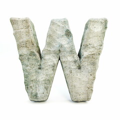 Stone font Letter W 3D