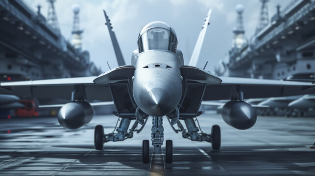 modern stealth fighter jet at airbase 