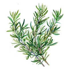 Naklejka premium Artistically rendered in watercolor, this sprig of rosemary