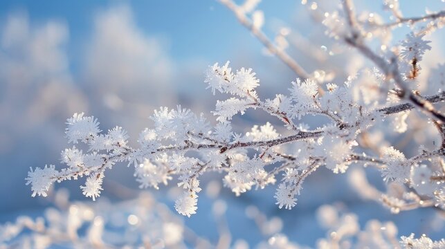 A branch covered in snow and ice