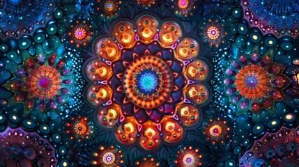 A colorful, abstract painting of a flower with many different colors and shapes. The painting is full of energy and seems to be a representation of the beauty of nature