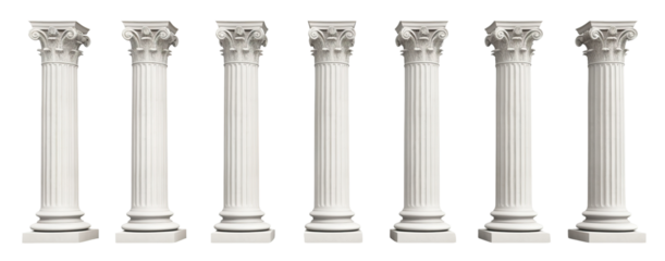 Set of white classic columns, cut out