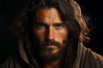 A portrait of Jesus Christ made with generative AI - obrazy, fototapety, plakaty