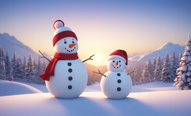 snowman with hat and scarf