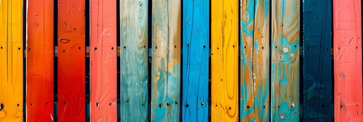 Colorful fence slats in minimalistic style wallpaper
