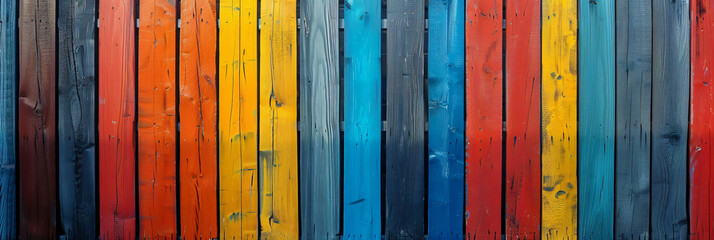 Colorful fence slats in minimalistic style wallpaper
 - obrazy, fototapety, plakaty