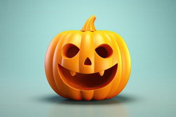Little Halloween pumpkin 3d icon isolated on bright studio background