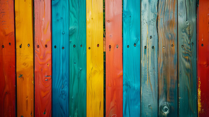 Colorful fence slats in minimalistic style wallpaper
