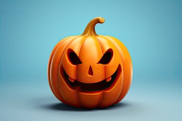 Little Halloween pumpkin 3d icon isolated on bright studio background