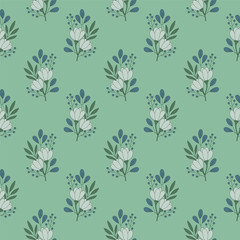 Allover floral flowers indian traditional kalamkari block print booti seamless repeat pattern