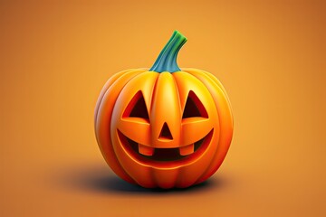 Little Halloween pumpkin 3d icon isolated on bright studio background