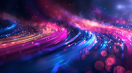 Obraz premium Speed lines background with lines and particles, abstract neon design concept illustration
