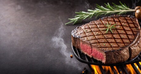 Obraz premium A mouthwatering steak cooked to perfection on a grill
