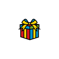 Original vector illustration. The icon of a gift box with a bow.